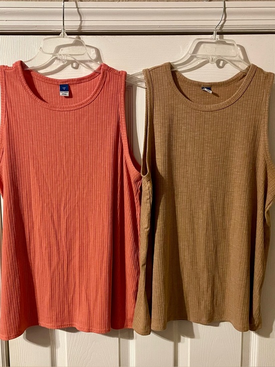 Old Navy Tops - Old Navy Luxe Ribbed Tank Top Duo - Coral and Brown